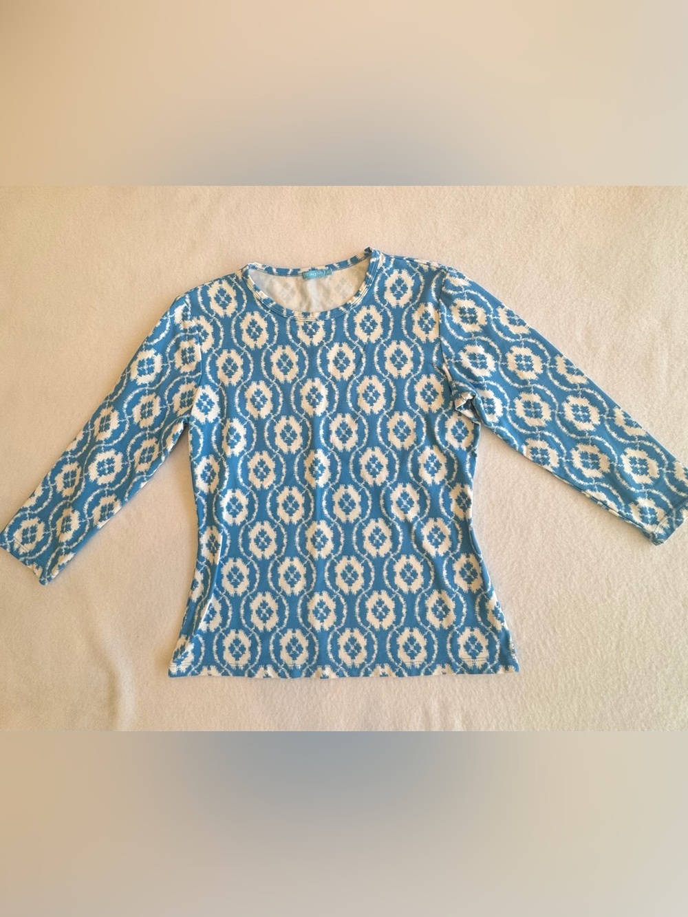 J. McLaughlin Signature Sinclair Crewneck Tee Shirt Catalina Cloth Blue Sz XS